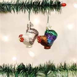 Assorted Miniature Roosters Ornament