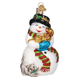 Snowman With Playful Pets Ornament