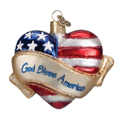 God Bless America Heart Ornament