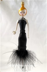 Lady/ Black Dress Feather