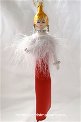 Lady/Red Dress Feather Top