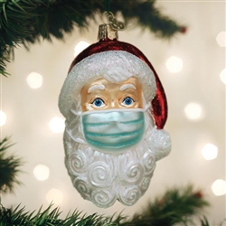 Santa With Face Mask Ornament