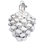 Snow-capped Silver Snowy Cone Ornament